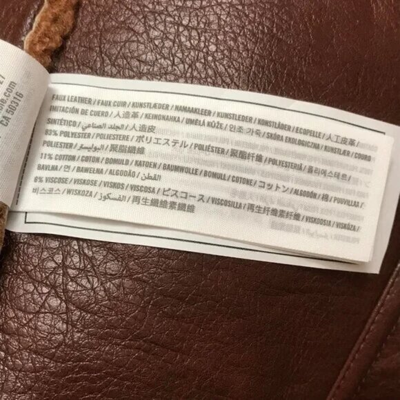 Abercrombie & Fitch Tan Sherpa Motorcycle Jacket Size S - Picture 9 of 15